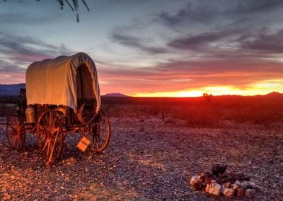 Antique Prairie Wagon at sunset