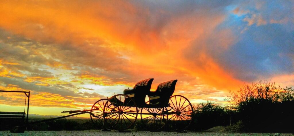 Antique Surrey wagon at Sunset